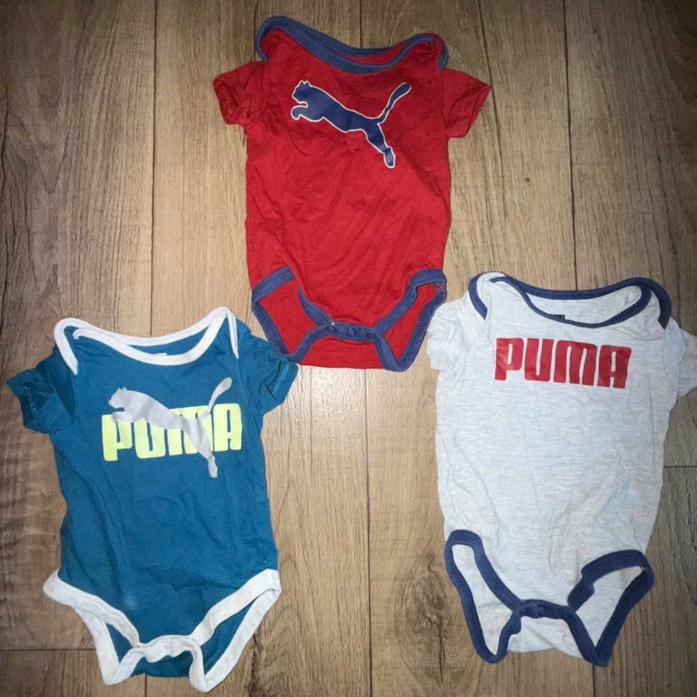 Puma Kids Bodysuit Trio - Red, Blue, Gray